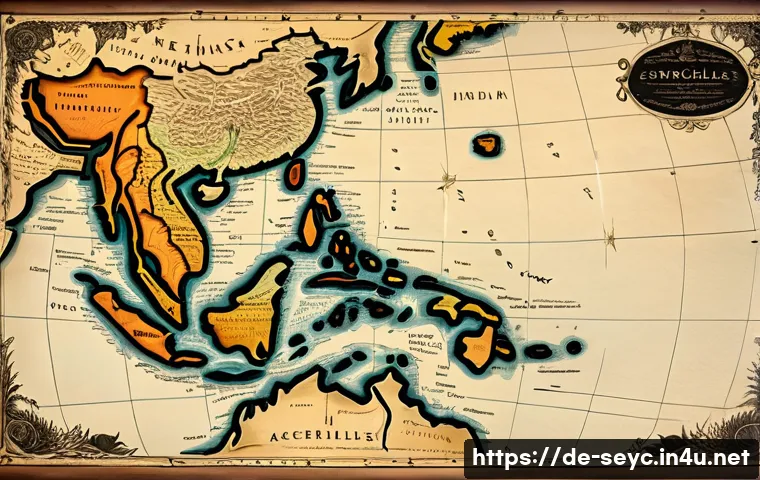 세이셸 영국 프랑스 간 영토 분쟁 - A detailed historical map-style illustration depicting the Indian Ocean region during the 18th and 1...